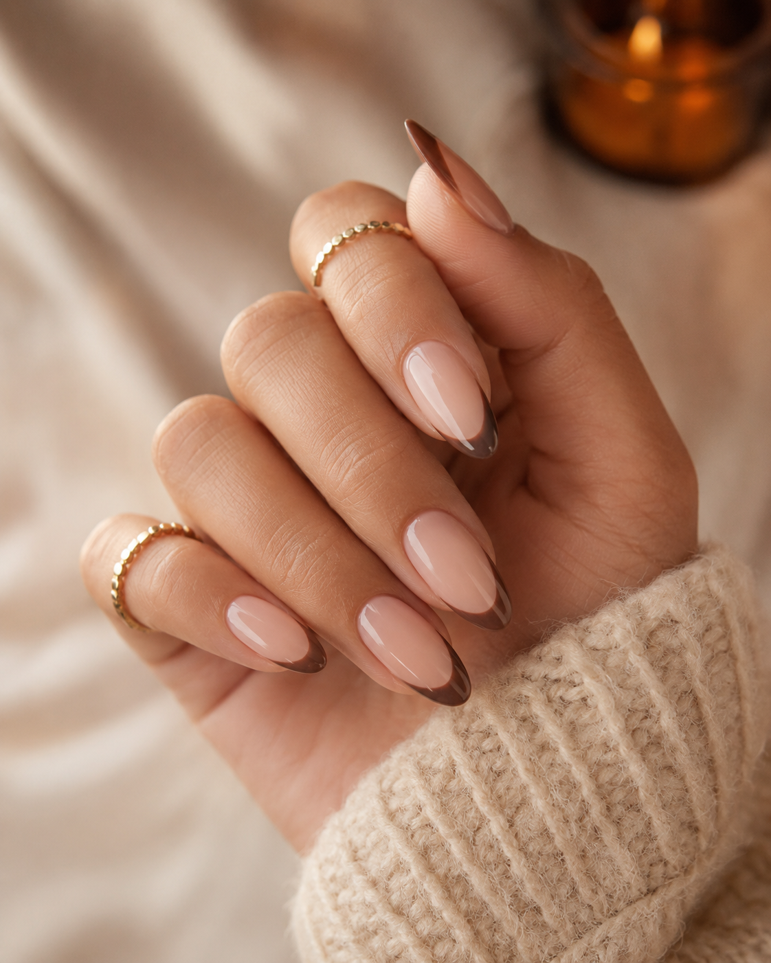 Brown French Nails